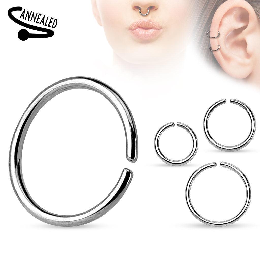 Piercing ring 1mm, Essential Flex –bendable ring made of surgical steel (silver)