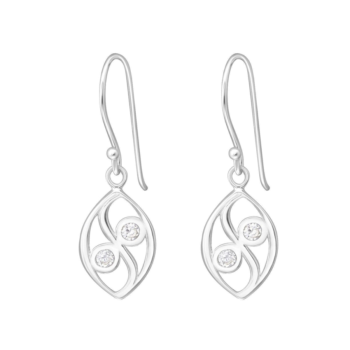 Hopeiset korvakorut, Small Lace with Cubic Zirconia