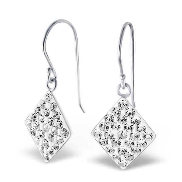 Silver earrings, Crystal Diamond (clear crystal)