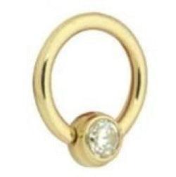 Lävistysrengas, BCR, (titaani) Flat Back Zirconline Jewelled Ball 1,2mm/8mm