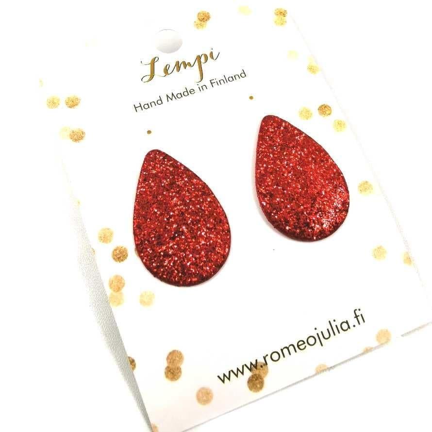 LEMPI-korvanapit, Pisara XL (punainen glitter)