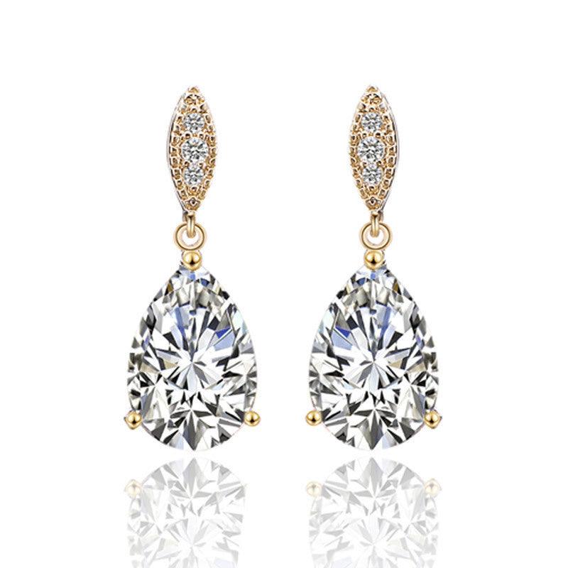 Juhlakorvakorut, ROMANCE/Graceful Teardrop Earrings with CZ (kulta)