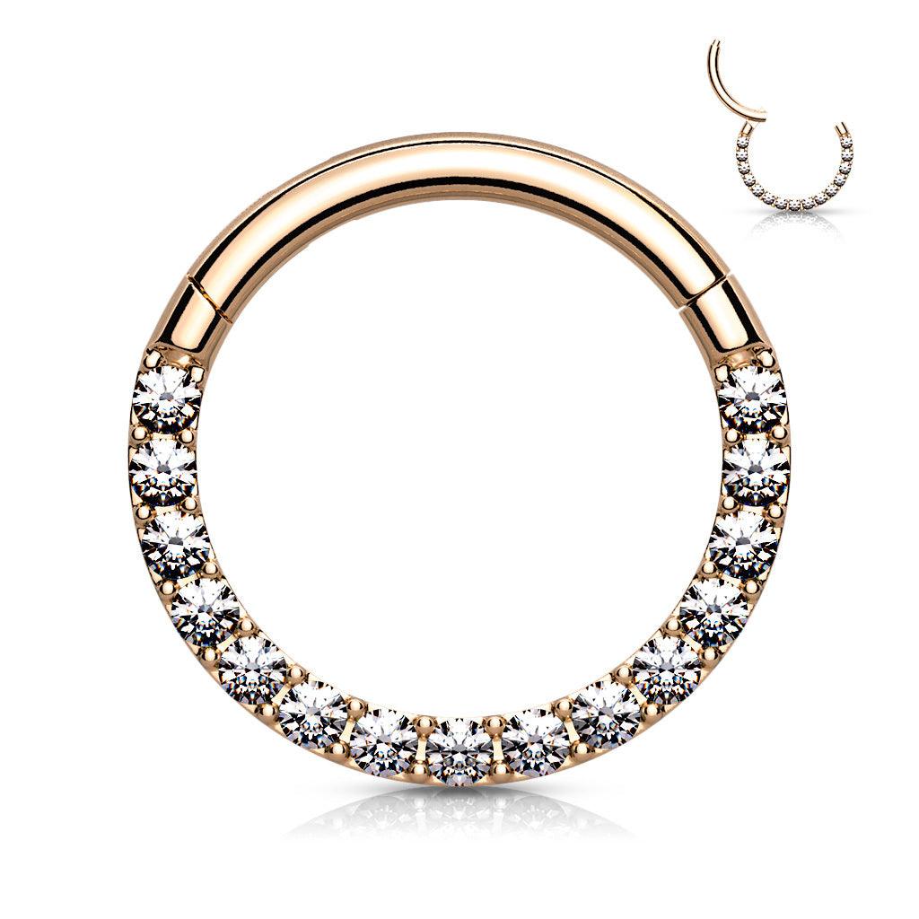 Lävistysrengas, High Quality Front Facing Hinged Rings with CZ/RGD