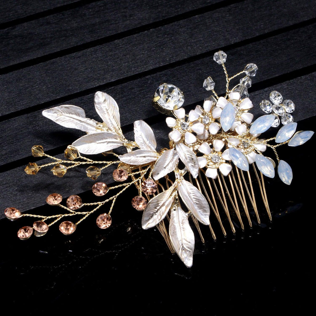 Hiuskoru, hiuskampa/ROMANCE, Pink Champange Flowers in Rosegold
