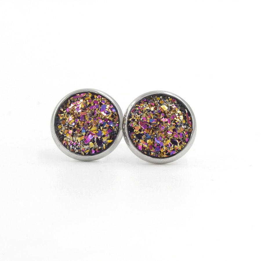 Kirurginteräsnapit, Druzy Stone in Bronze