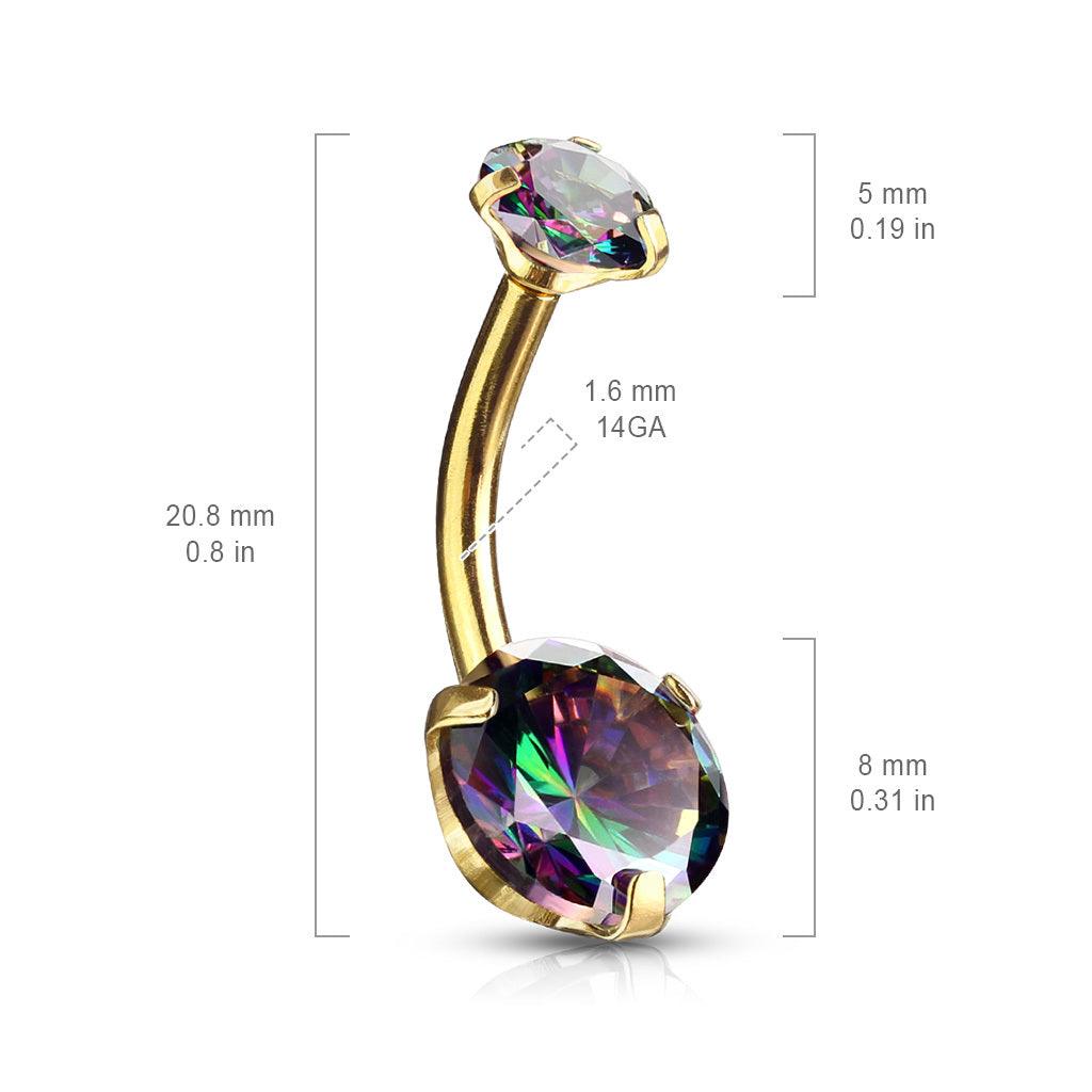 Napakoru, Prong Set Round CZ in AB Clear/Gold