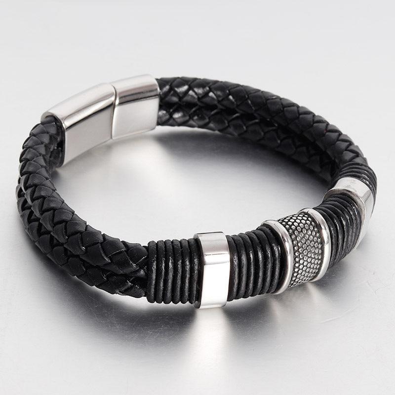 Leather bracelet, Classic Black Leather Bracelet