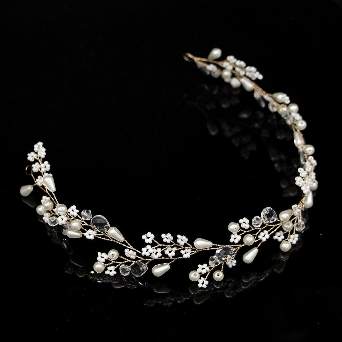 Hiuskoru, köynnös/ROMANCE, Beautiful Pearl Headpiece in Gold