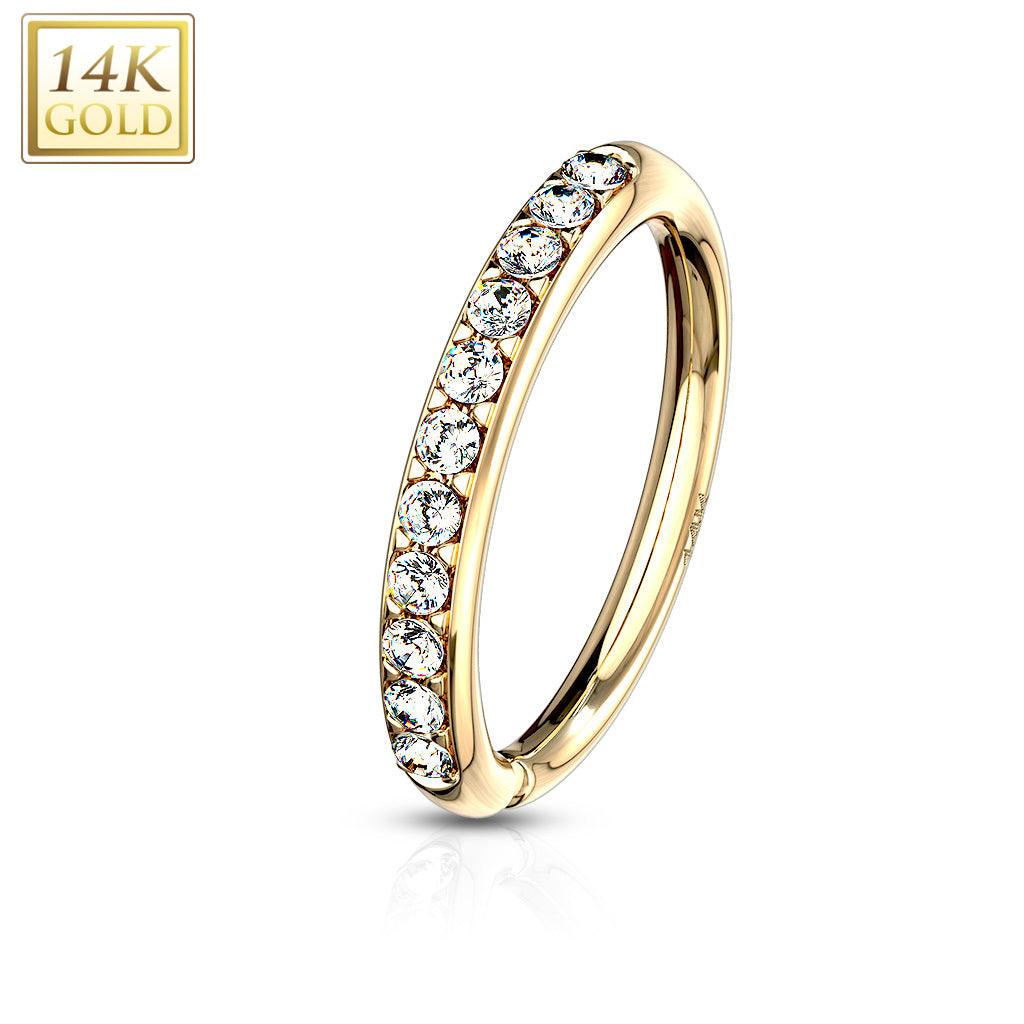 Lävistysrengas, 14K Gold CZ Paved Bendable Ring -kultarengas