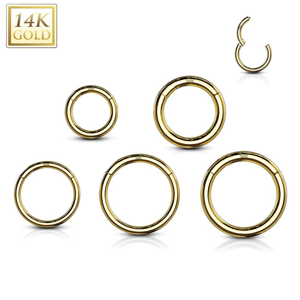 Lävistysrengas Ø8mm, High Quality 14K Gold Hinged Rings -kultarengas