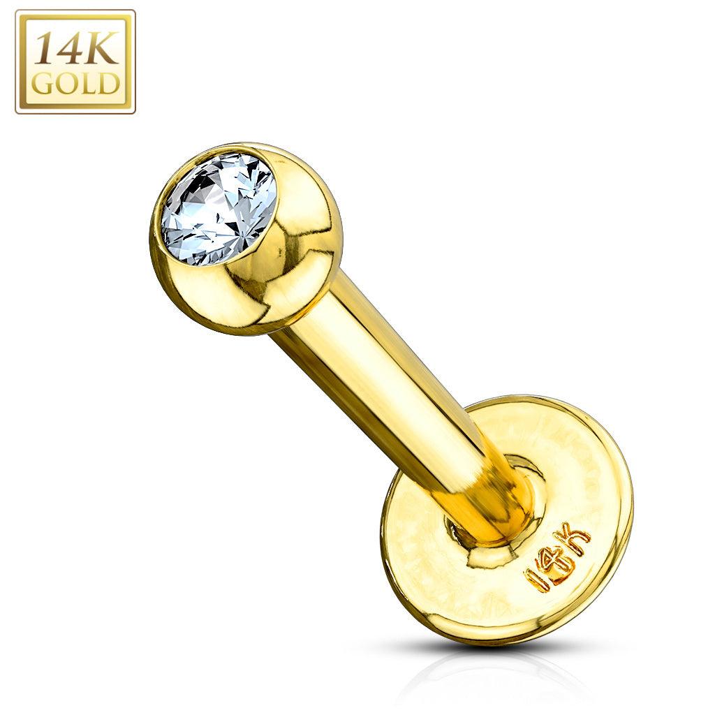 Labret, 14K Gold Labret with CZ -kultainen labretkoru
