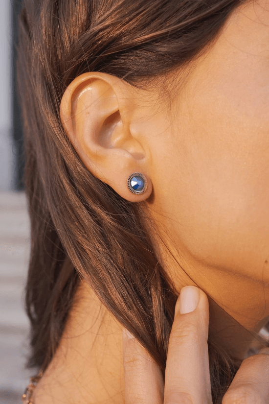 Korvakorut, BOHM PARIS|Boucles D'oreilles Miel avec cristal turqoise