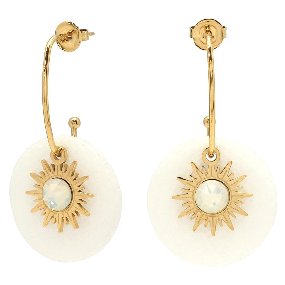 Korvakorut, BOHM PARIS|Boucles Anaelle avec pierre blanche agate