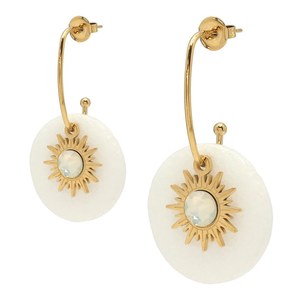 Korvakorut, BOHM PARIS|Boucles Anaelle avec pierre blanche agate