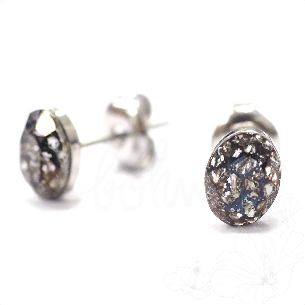Korvakorut, BOHM PARIS|Boucles Sylvie avec cristal noire patina