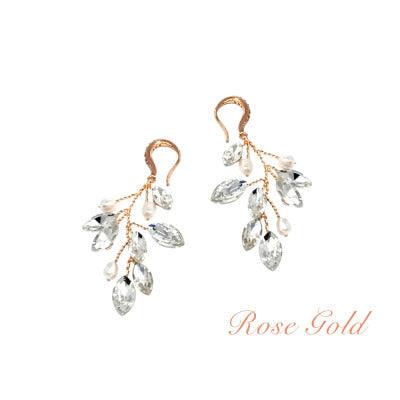 Crystal Earrings, ATHENA BRIDAL|Natural Pearl Twine Earrings in rose gold