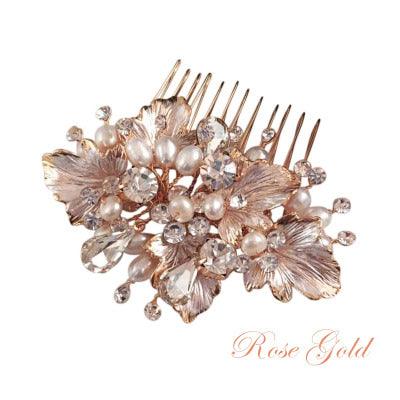 Hiuskoru, ATHENA BRIDAL|Beautiful Natural Pearl Haircomb in Rosegold