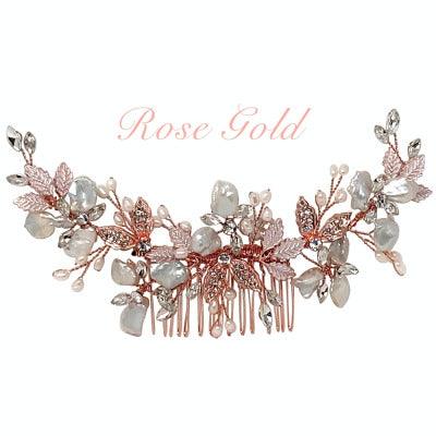 Hiuskoru, ATHENA BRIDAL|Elegant Natural Pearl Haircomb in Rosegold