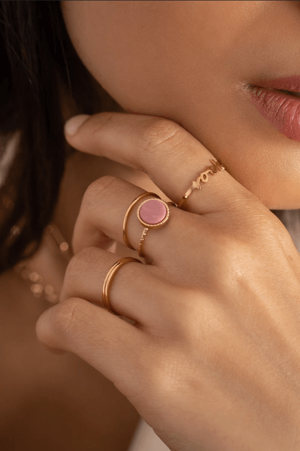 Sormus, BOHM PARIS|Bague Chloe dorée avec amazonite