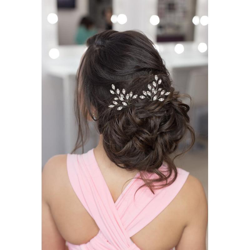 Hairpin, ATHENA BRIDAL|Dainty Silver Hairpin with Crystals