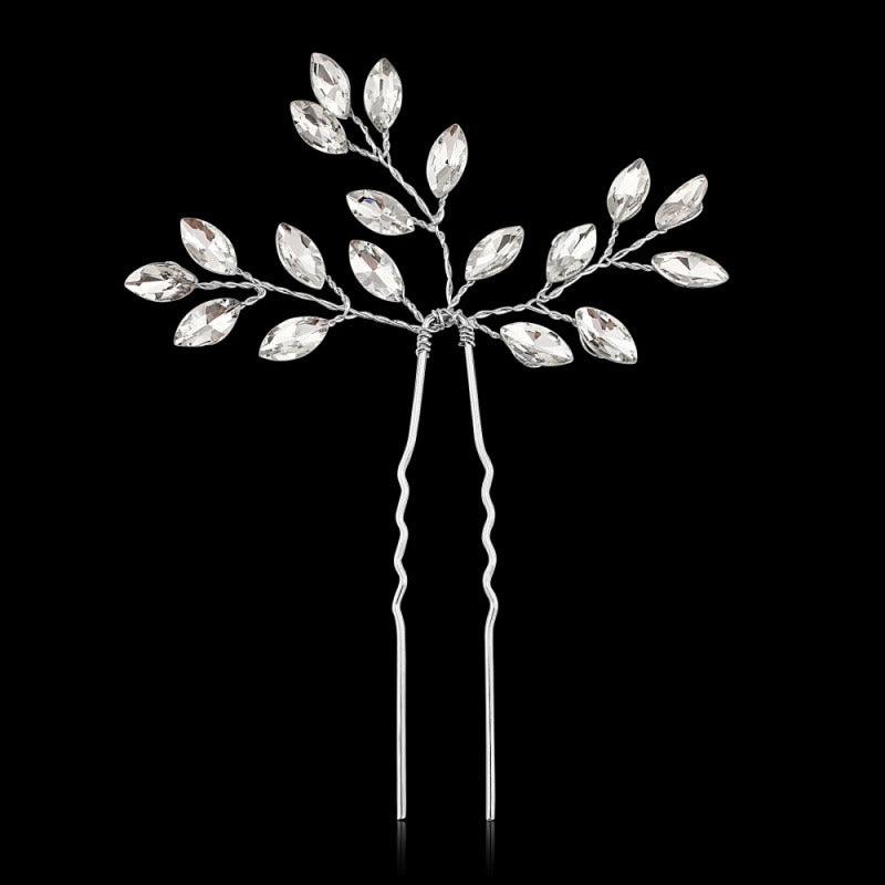 Hairpin, ATHENA BRIDAL|Dainty Silver Hairpin with Crystals