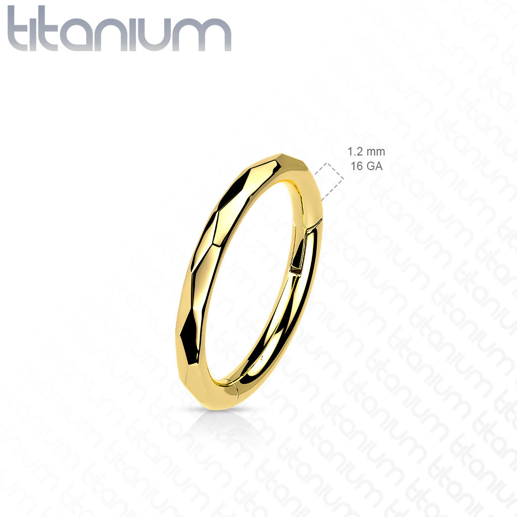 Lävistysrengas, Implant Grade Titanium Faceted Side Hoops in Gold