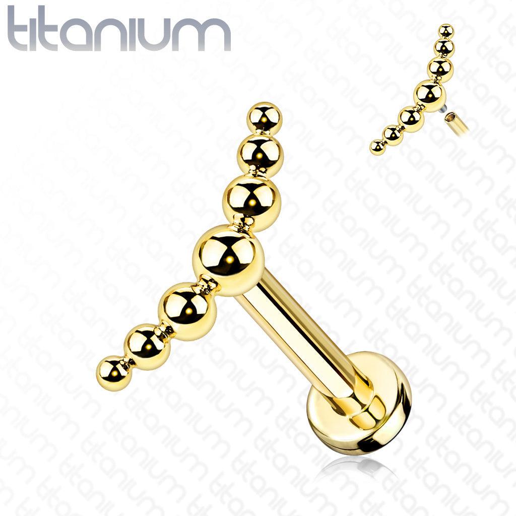 Rustokoru/traguskoru, Implant Grade Titanium 7 Ball Stud in Gold