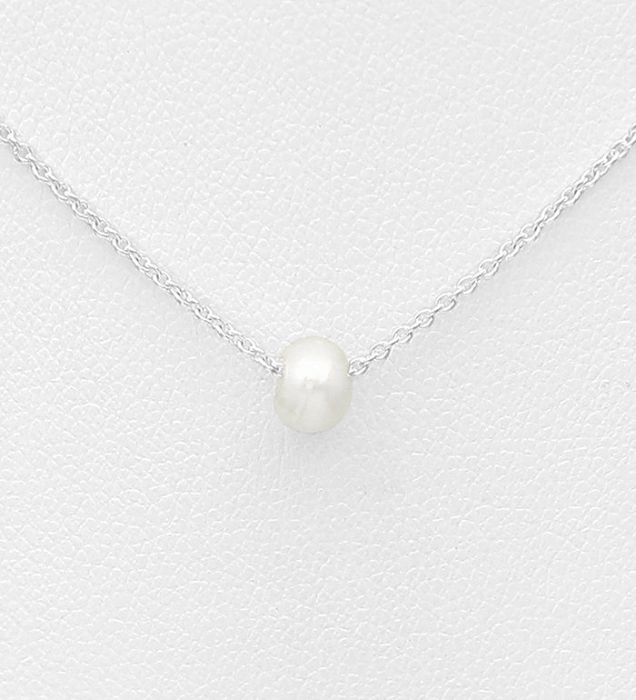 Silver necklace, PREMIUM COLLECTION|Freshwater Pearl 5mm