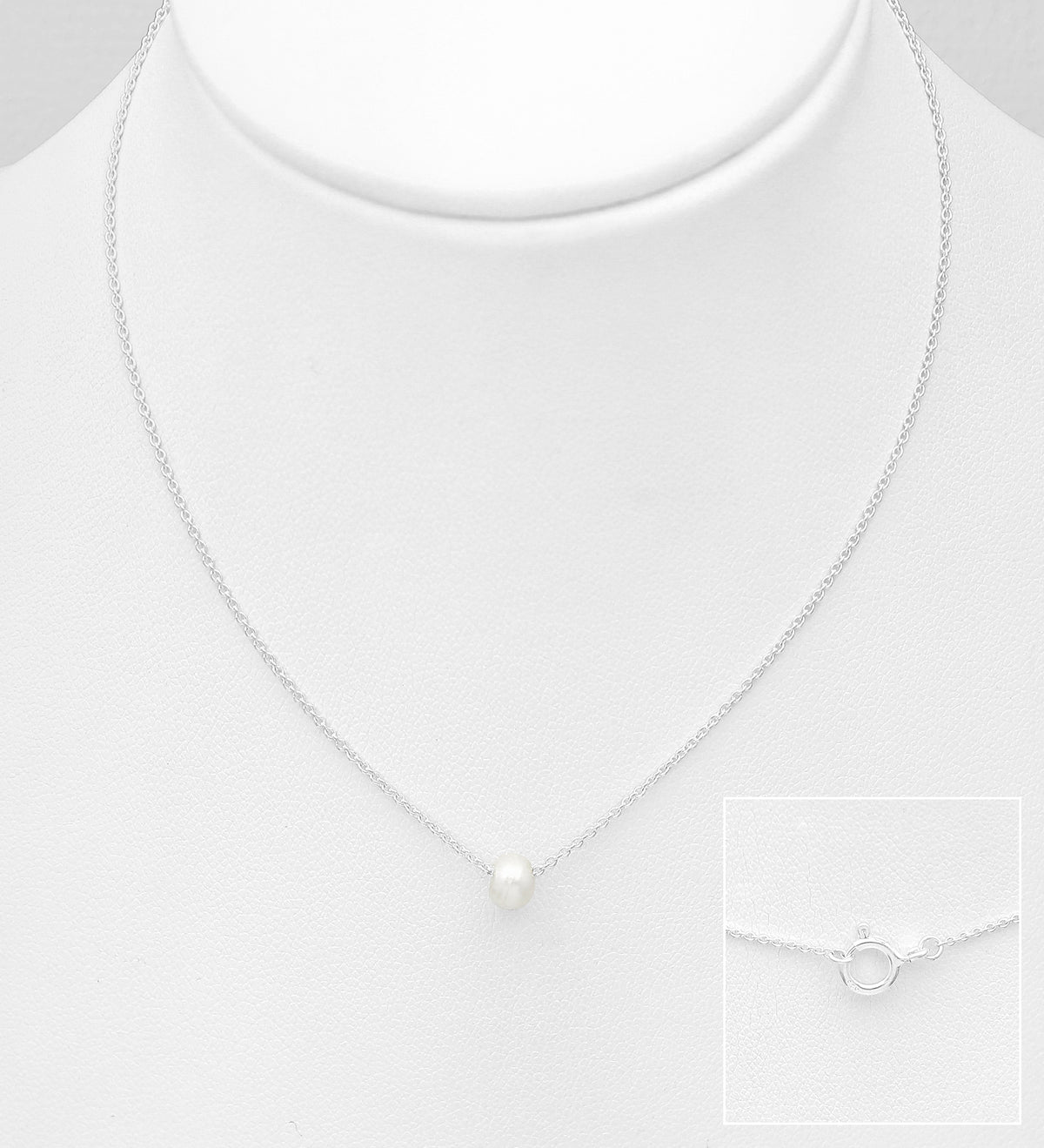 Silver necklace, PREMIUM COLLECTION|Freshwater Pearl 5mm