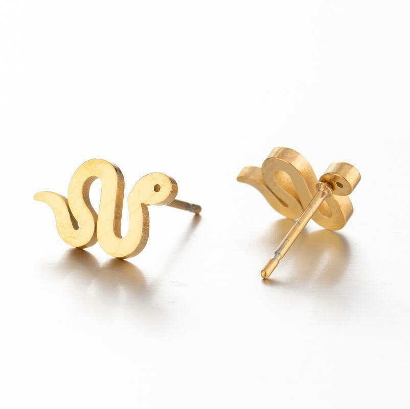 Kirurginteräsnapit, Steel Snake Earstuds in Gold -käärmenapit