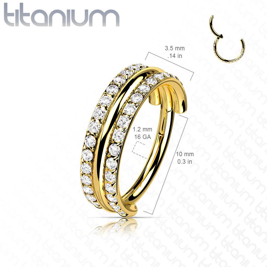 Lävistysrengas, Titanium Outward Facing CZ in Gold