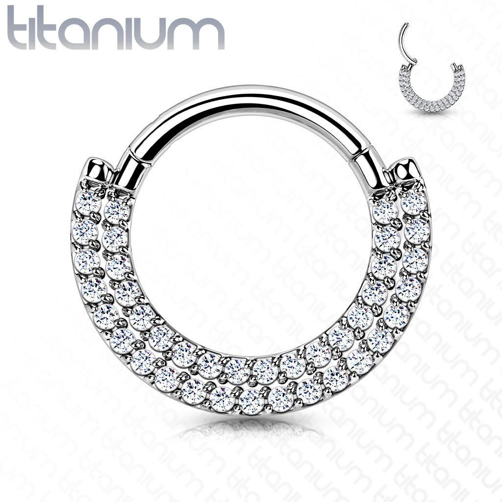 Lävistysrengas, Implant Grade Titanium CZ Paved Front Hoop