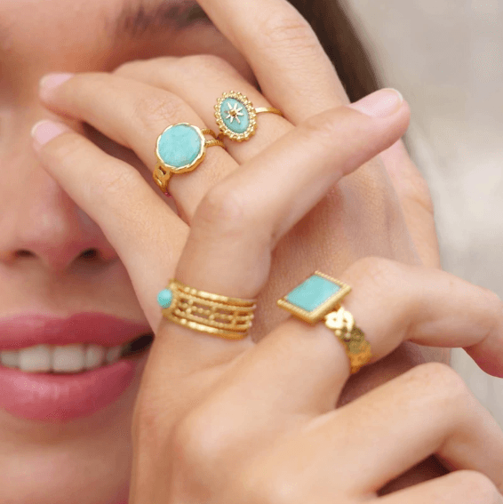 Sormus, BOHM PARIS | Bague Luce -dorée avec amazonite