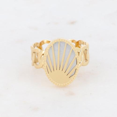 Sormus, BOHM PARIS|Bague Ovale -valkoinen helmiäinen