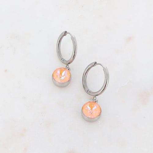 Korvakorut, BOHM PARIS|Boucles Silas avec crystal peach -rhodium