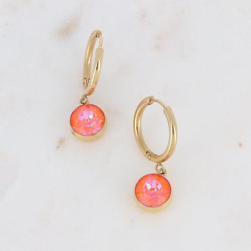 Korvakorut, BOHM PARIS|Boucles Silas avec crystal Orange DeLite -dore
