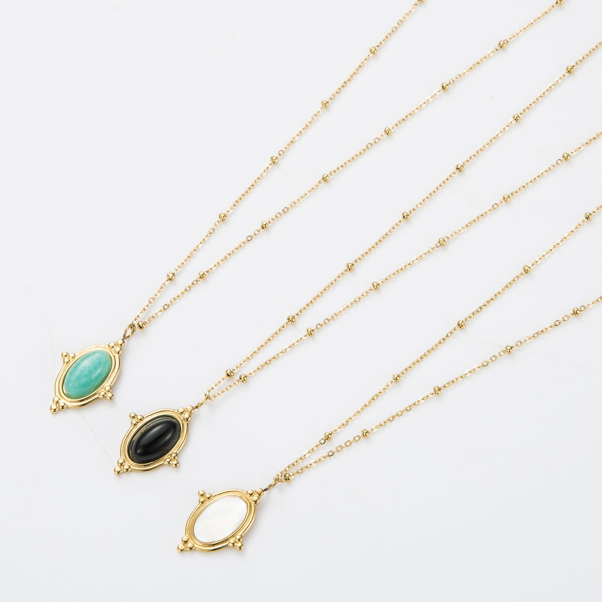Surgical steel necklace, FRENCH RIVIERA|Simple Oval Gold Necklace