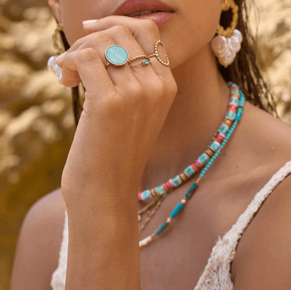 Sormus, BOHM PARIS|Bague Maxine -labradoriitti/kulta
