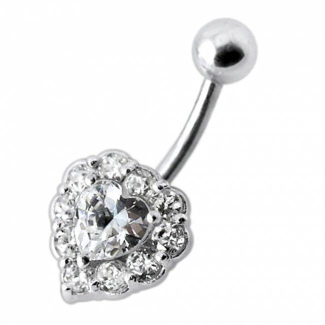 Titanium navel ring, Amelia -clear stone heart navel ring