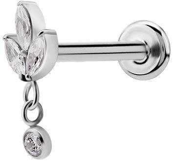 PREMIUM COLLECTION|Lehtimäinen labret roikkuvalla koristeella (hopea)