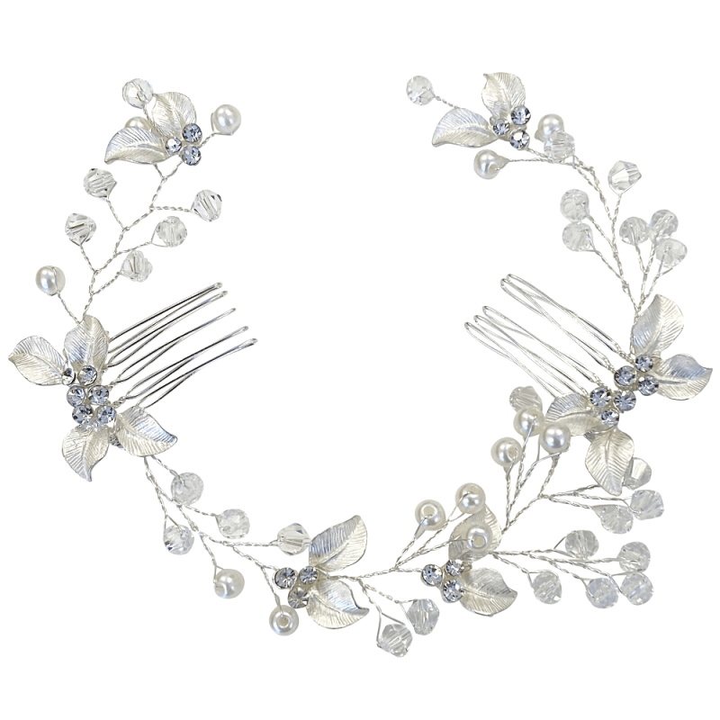 Hiuskoru, ATHENA BRIDAL|Victoria Vine -hopeinen helmihiuskoriste