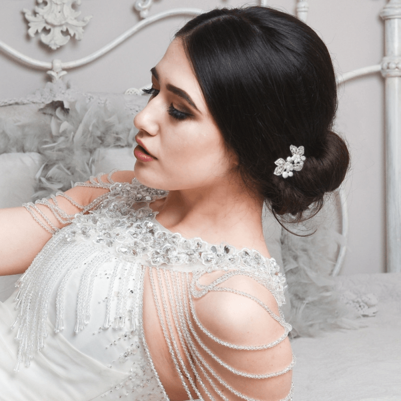 Hair ornament, ATHENA BRIDAL|Mini Silver Comb -silver pearl hair ornament