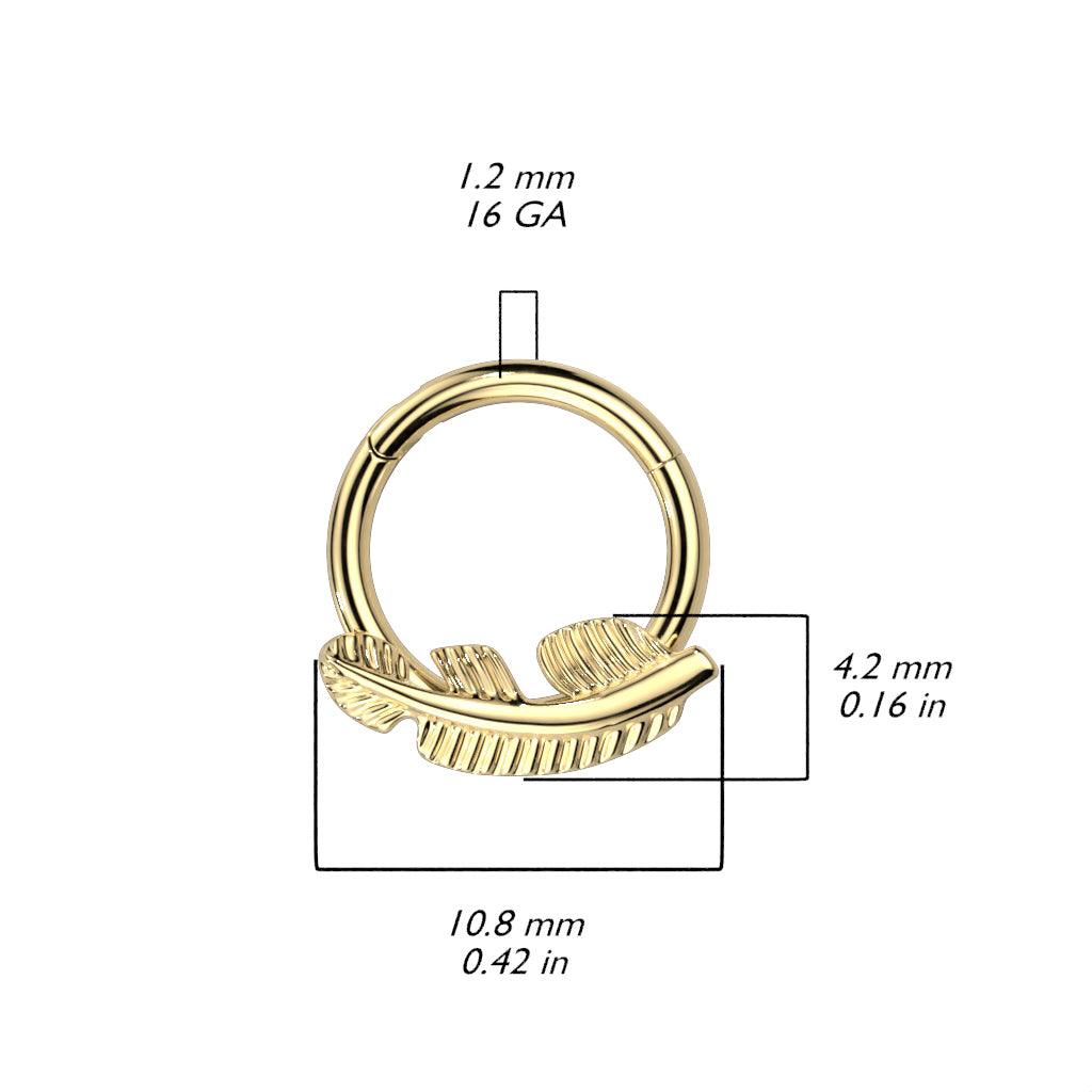 Piercing ring, Titanium Hoop -feathered clicker