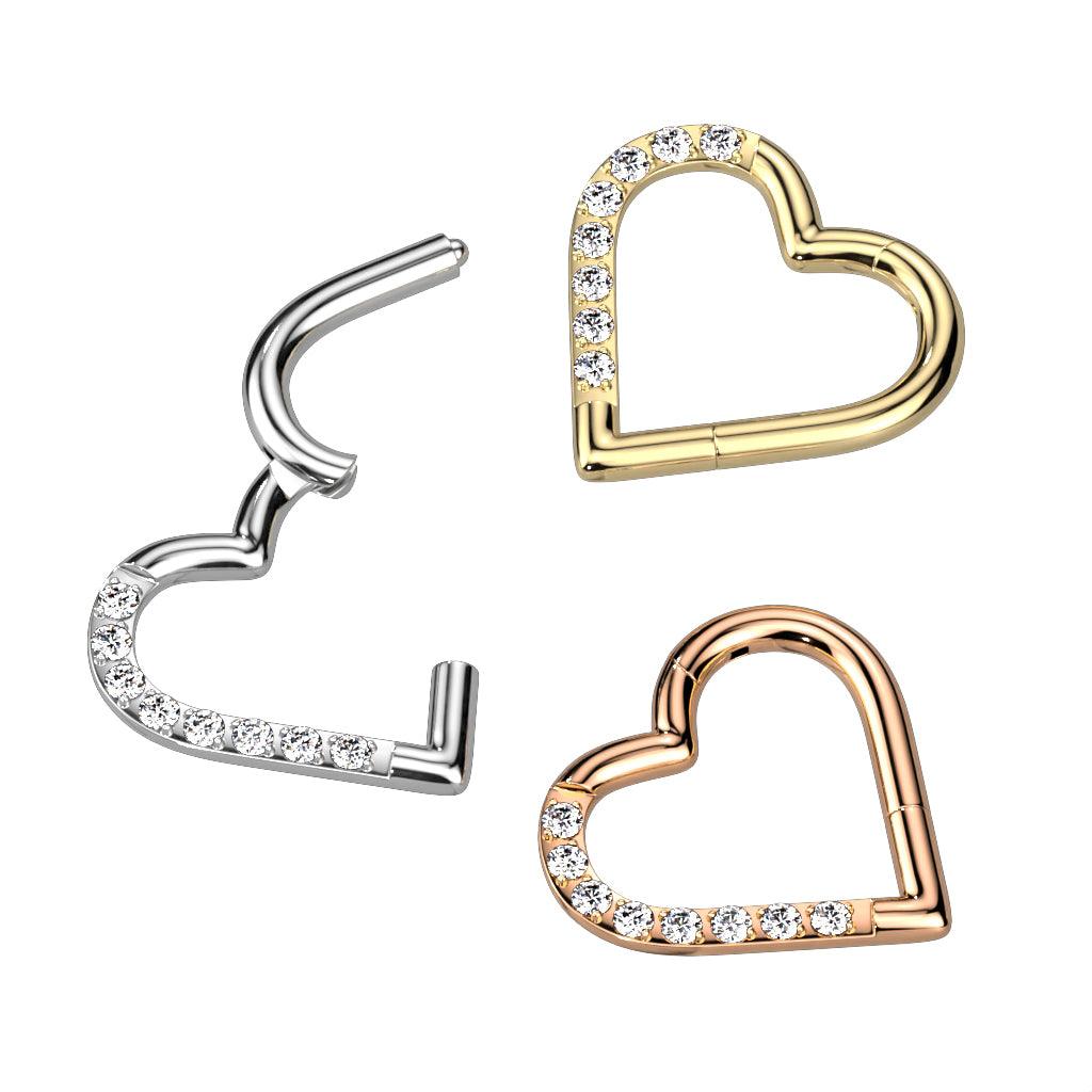 Lävistysrengas, Titanium Gold Heart CZ -sydän titaaniclicker
