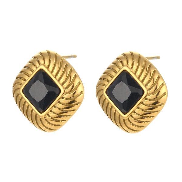 FRENCH RIVIERA|Norah Earrings -mustat kirurginteräsnapit