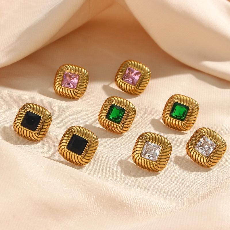 FRENCH RIVIERA|Norah Earrings -mustat kirurginteräsnapit