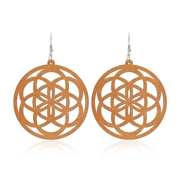 Puiset korvakorut, Classic Mandala -ruskeat pitsikorvakorut
