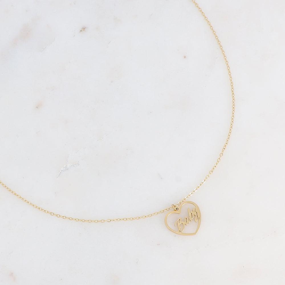 Kaulakoru, BOHM PARIS|Collier Baby -moderni sydän tekstikaulakoru