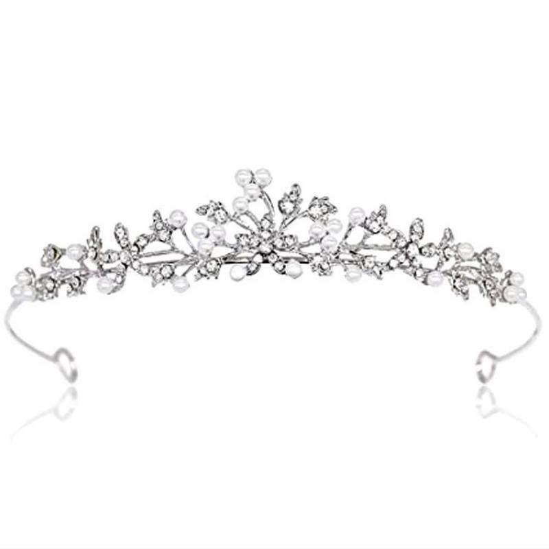 ROMANCE | Bianca -hopeanvärinen siro tiara helmillä