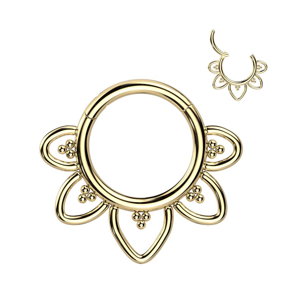Titaani lävistysrengas, Filigree -koristeellinen clicker (kulta)